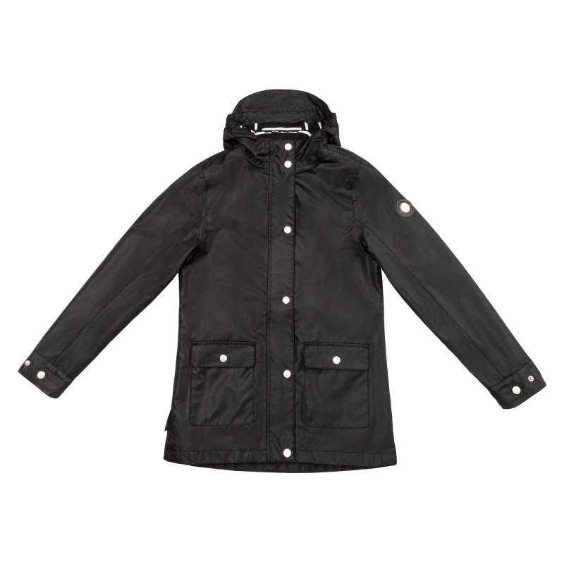 Image of Gelert Kids Coast Waterproof Windproof Hooded Long Sleeve Waterproof Jacket Black female 7-8 Years