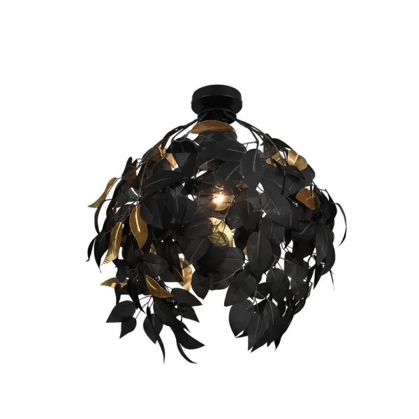 Image of Leavy Modern Semi Flush Ceiling Light Black Matt