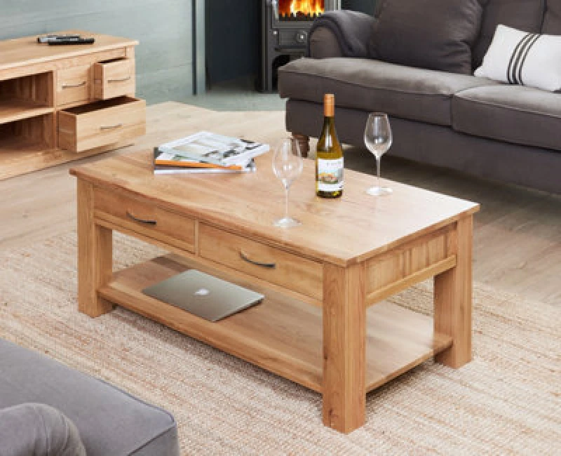 Image of Baumhaus Mobel Oak Four Drawer Coffee Table