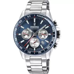 Image of Festina F20560/2 Mens Blue Dial Stainless Steel Bracelet Wristwatch
