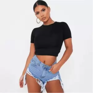 Image of I Saw It First Fitted Cropped T Shirt - Black