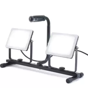 image of Stanley Twin 2x 30W LED Work Light 60W Cool White Frosted Shatterproof and Black