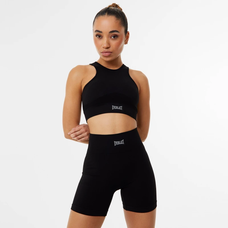 Image of Everlast Seamless Logo Shorts Womens - Black 8
