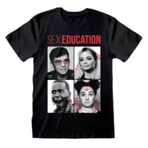 Image of Sex Education - Character Pics Unisex Large T-Shirt - Black
