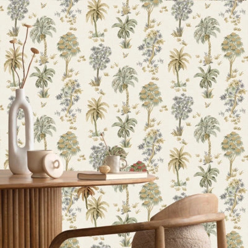 Image of Belgravia Decor Belgravia Decor Zambaiti Parati Marrakech Tree Sage and Sand Wallpaper Green