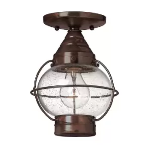 Image of 1 Bulb Flush Light Low Ceiling Sienna Bronze LED E27 60W Bulb