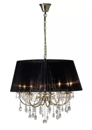Image of Olivia Ceiling Pendant with Black Shade 8 Light Antique Brass, Crystal