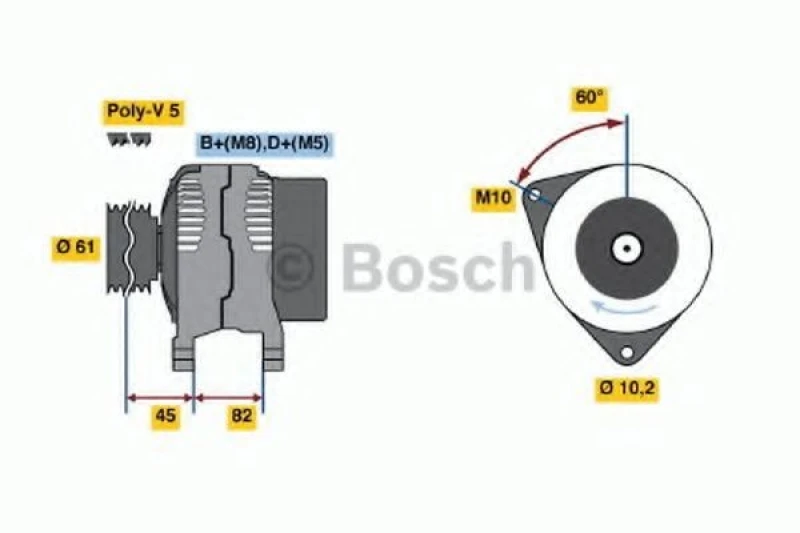 Image of Alternator Bosch 0 986 039 550