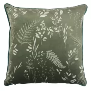 Image of Fearne Printed Velvet Cushion Sage Green, Sage Green / 50 x 50cm / Cover Only