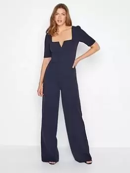 image of Long Tall Sally Navy Notch Neck Jumpsuit, Navy, Size 14-16, Women