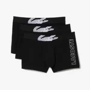 image of Mens Lacoste Crocodile Print Trunk Three-Pack Size 3 - S Black