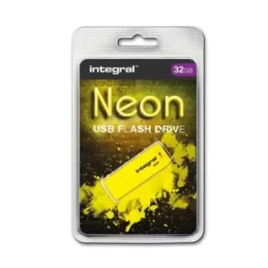 image of Neon USB Drive 2.0 32GB Yellow Ref INFD32GBNEONYL