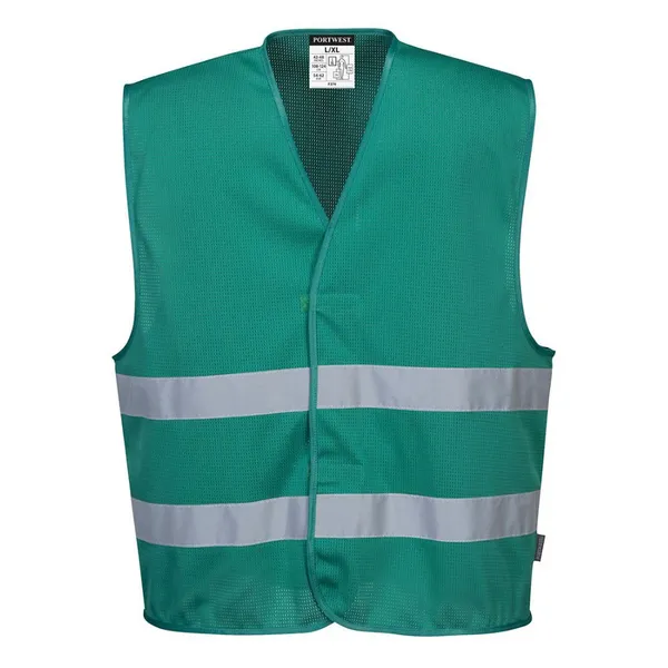 image of Portwest MeshAir Iona Mesh Hi Vis Vest F374BGRS/M Colour: Bottle Green