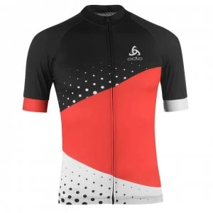 image of Odlo Performance Short Sleeve Cycling Jersey Mens - Black/Red