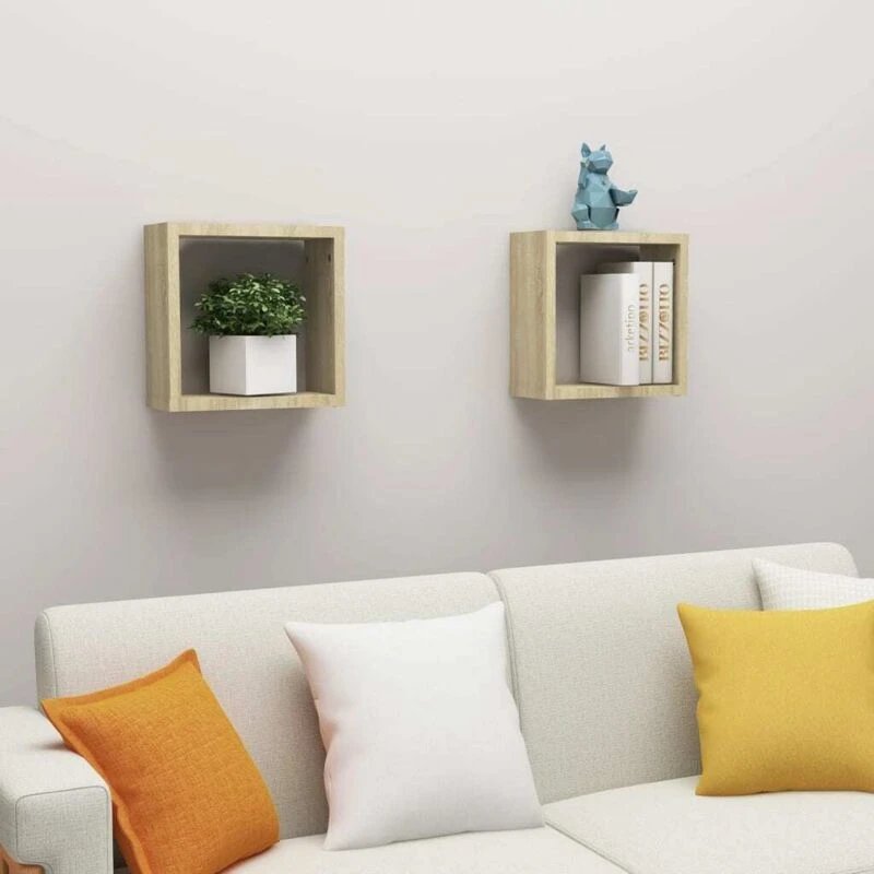 Image of VIDAXL Wall Cube Shelves 2 pcs Sonoma Oak 30x15x30cm Vidaxl 8720286594254