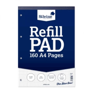 Image of Silvine A4 Refill Pad, 5mm Squared 160 Pages (6 Pack)