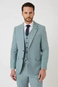 Image of Mens Slim Fit Green Tweed Suit Jacket