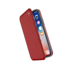 image of Speck Presidio Folio iPhone X XS TPU Heathered Red Grey Phone Case Bum