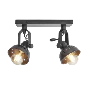 Industville Swivel Spotlight Wall Light - Double - Pewter