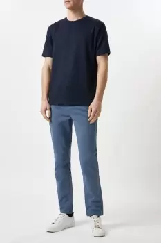 Image of Mens Slim Fit Blue Chino Trousers