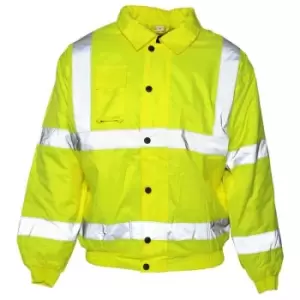 image of Absolute Apparel Mens Hi Viz Bomber Jacket (2XL) (Saturn Yellow) - Saturn Yellow