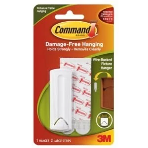 image of 3M Command White Adhesive Wire Backed Picture Hanger 4 Pieces