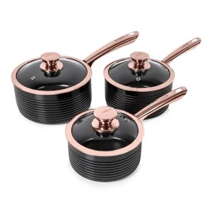 image of Tower Linear 3 Piece Saucepan Set - Black