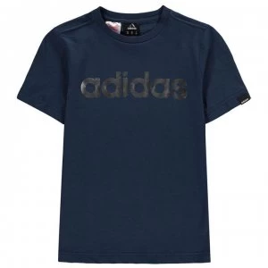 Image of adidas Linear Foil T Shirt Junior Boys - Navy/Silver