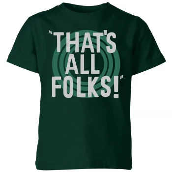 image of Looney Tunes That's All Folks Kids T-Shirt - Forest Green - 5-6 Years