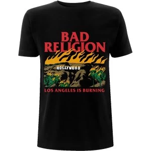 Image of Bad Religion - Burning Black Unisex Large T-Shirt - Black