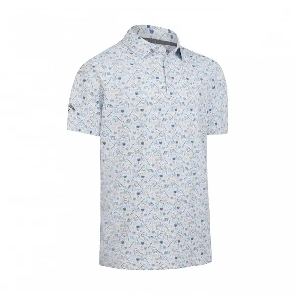 Image of Callaway Golf Novelty Print Polo Bright White - M