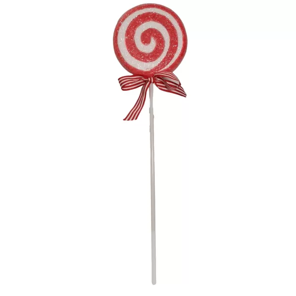 image of 54cm Red and White Spiral Candy Cane Lollipop Christmas Decoration with Stem