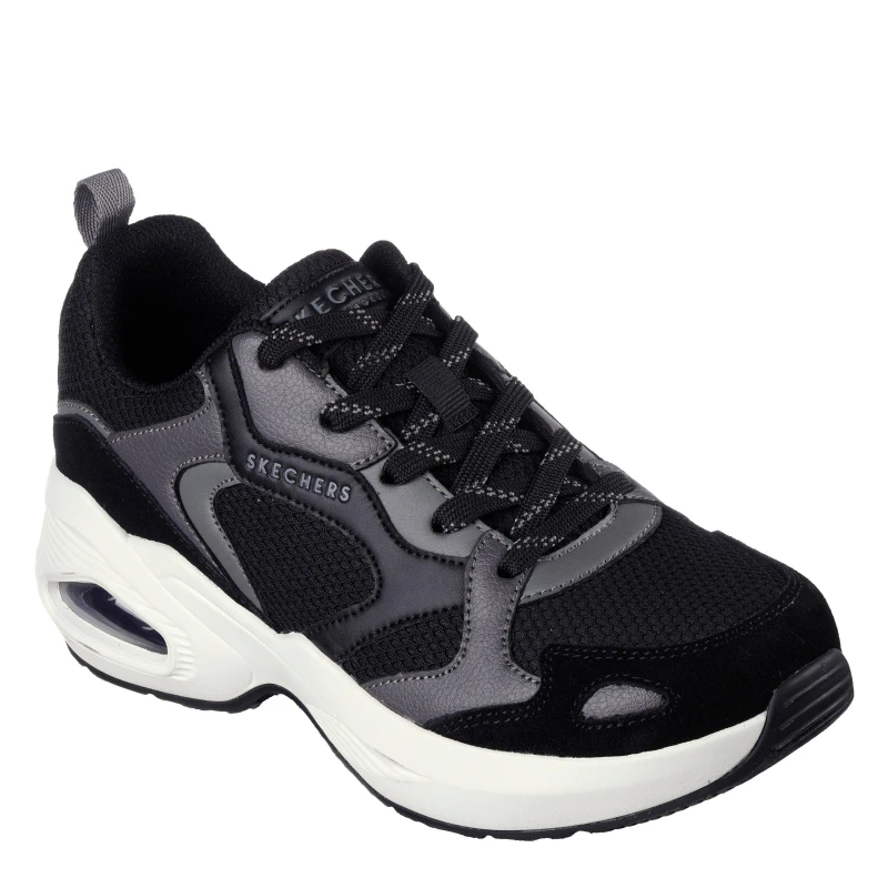 Image of Skechers Mesh W Duraleather & Suede Overlay Low-Top Trainers Womens Black female 2 (35)