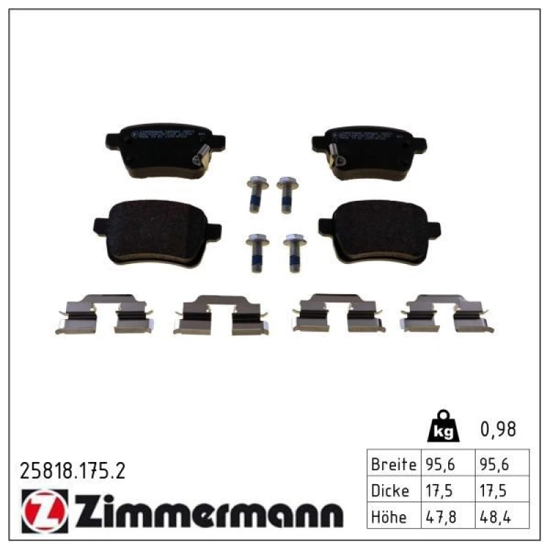 Image of ZIMMERMANN Brake pad set ZIMMERMANN 25818.175.2