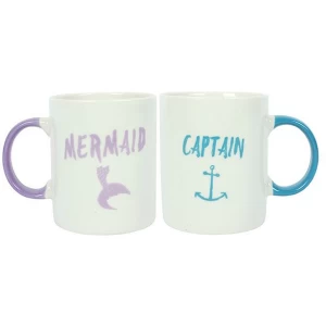 Image of Pair of Captain and Mermaid Ceramic Mugs