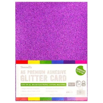 Image of Dovecraft A5 Adhesive Glitter Card Rainbow Bright 130gsm 12 Sheets