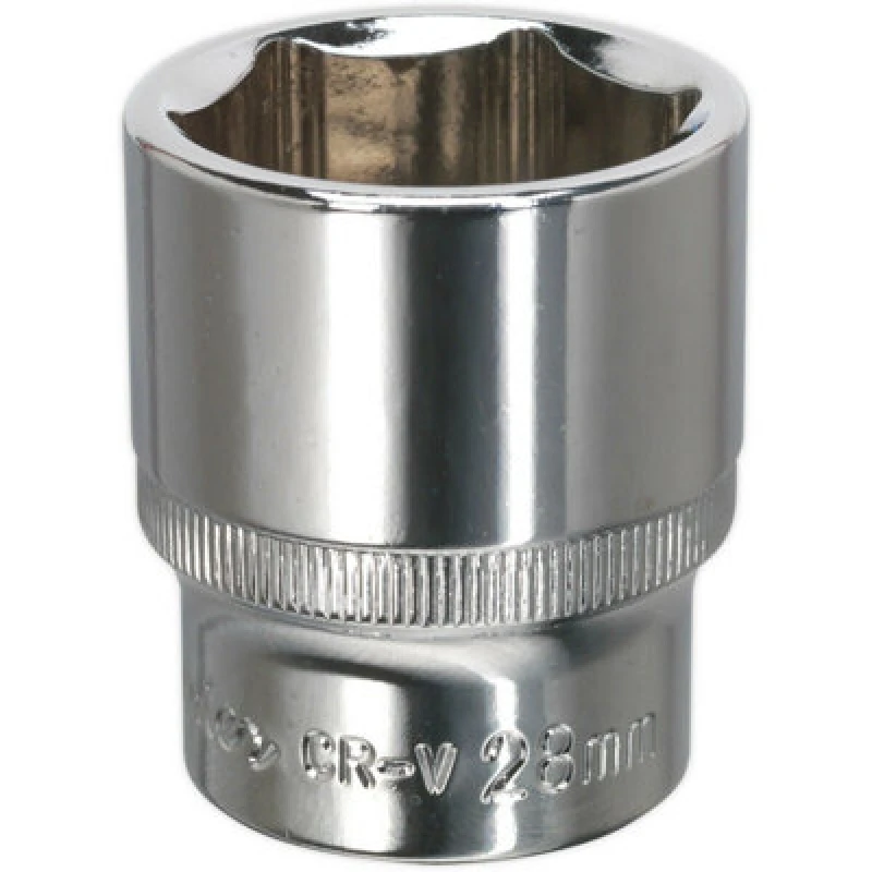 Image of Loops 28mm Forged Steel Drive Socket - 1/2" Square Drive - Polished Chrome Vanadium Metallics