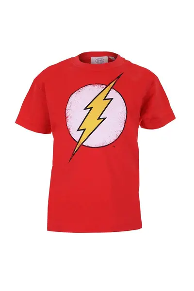 Image of DC Comics Distressed Flash Logo Cotton T-Shirt Red