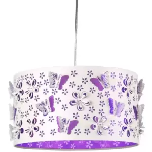 image of Onli Titilla Childrens Cylindrical Pendant Ceiling Light, White, Purple