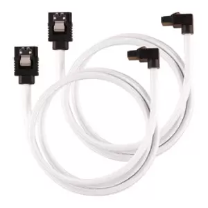 Image of Corsair 60cm White Premium Braided Sleeved 90° SATA Data Cable