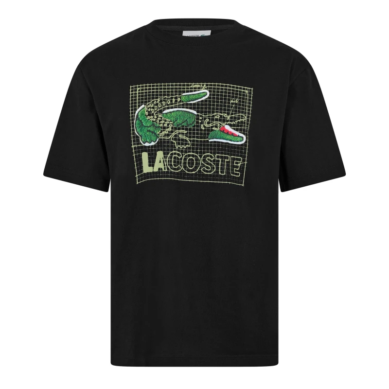 Image of Lacoste Lacoste Graphic Croc T-Shirt Black - Lacoste - Size: M40 Black Male M40 LA39502
