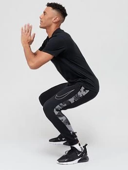 Image of Nike Train Dry Fit Camo Taper Pants - Black/White Size XL Men