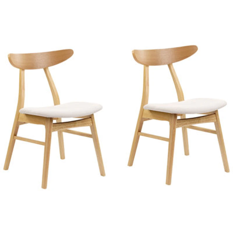 Image of Beliani Set Of 2 Dining Chairs Lynn Wood Light Brown/ Beige