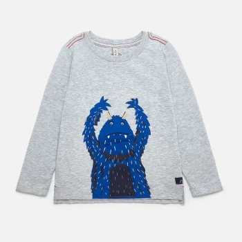 Image of Joules Boys' Monster Long Sleeved T-Shirt - Grey - 4 Years