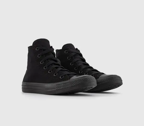 image of Converse Kids All Star High Top Black Canvas Monochrome Trainers, 5.5