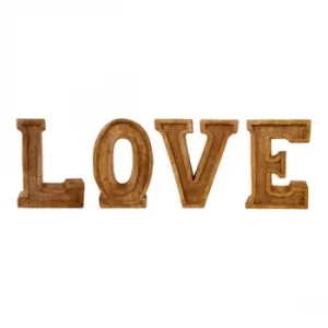 image of Hand Carved Wooden Embossed Letters Love