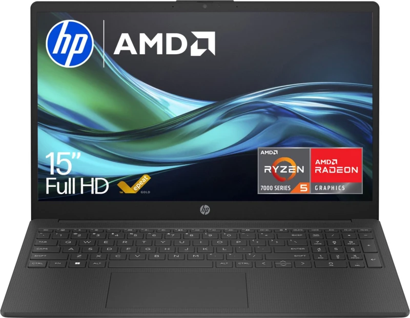 Image of HP 15-fc0057na 15.6" Laptop - AMD Ryzen 5, 512GB SSD, 8GB RAM - Black