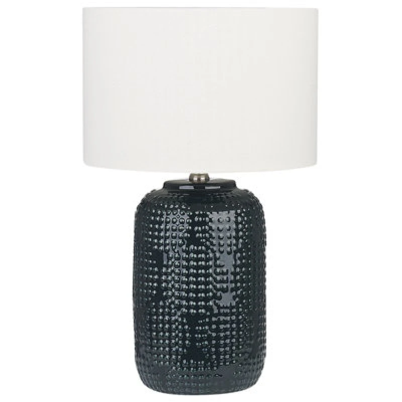 Image of Beliani Table Lamp Mussel Ceramic Dark Blue