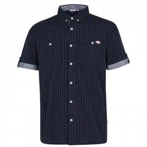Image of Lee Cooper Short Sleeve Gingham Shirt Mens - Black/Char