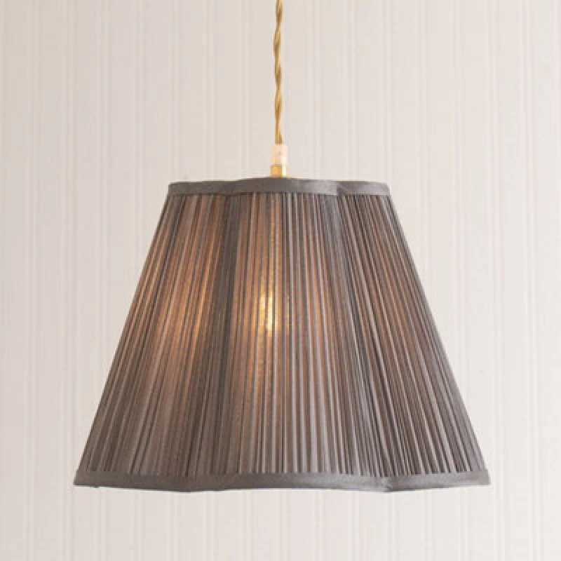 Image of ValueLights ValueLights Loralei Dark Grey Pleated Faux Silk Easy Fit Lamp Shade and LED Bulb Size: Large Dark Grey Large Unisex 5059406065644